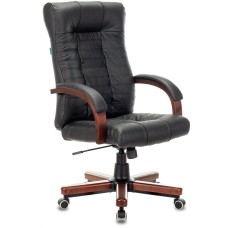 БЮРОКРАТ Кресло руководителя KB-10WALNUT черный кожа крестов. металл/дерево