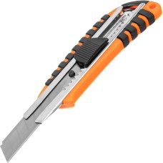 SPARTA Нож, 18 мм, выдвижное лезвие, металлическая направляющая, пластиковый двухкомпонентный корпус 78939