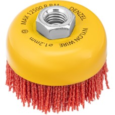 DENZEL Щетка для УШМ, 75 мм, Чашка, нейлоновая щетина, М14 74465