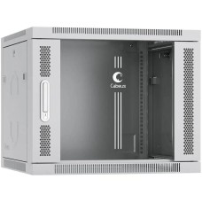 CABEUS Шкаф коммутационный (SH-05F-9U60/45) настенный 9U 600x450мм пер.дв.стекл 60кг серый 390мм 20кг 501мм IP20 сталь