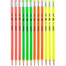 DELI Карандаш ч/г Neon EU51800 2B трехгран. тополь карт.кор. (12шт) ластик