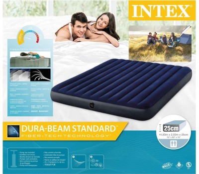 Матрас надувной INTEX Матрас надувной CLASSIC DOWNY AIRBED FIBER-TECH 183x203x25 см . (в коробке) Арт. 64755