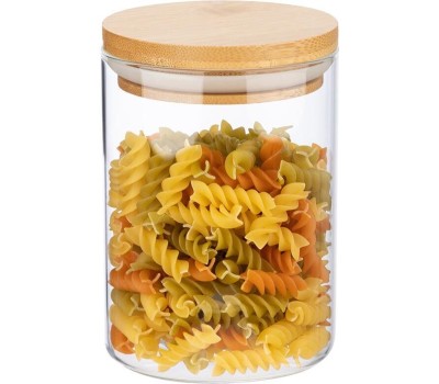 Стеклянная банка MALLONY Стеклянная банка для сыпучих продуктов с крышкой BAMBU, объем: 0,6 л (004450)