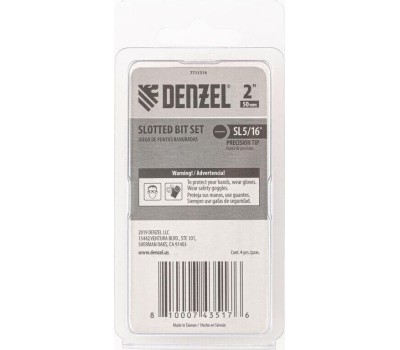 Набор бит DENZEL Набор бит, SL5/16 x2 , 5 шт. 7711314