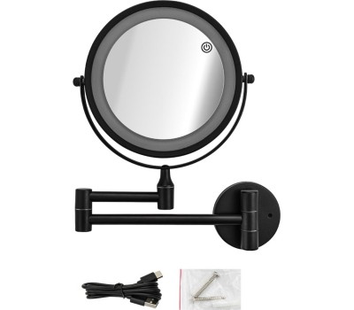 Зеркало САНАКС 75279 Зеркало косметическое, настенное, с LED подсветкой, сенсорное включение, зарядка Type - C, шнур в комплекте, корпус из нержавеющей стали,