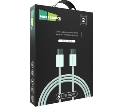 Кабель MORE CHOICE (4620202550392) K77a нейлон USB 3.0A PD 100W для Type-C Type-C 2м White