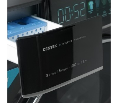 Стиральная машина Centek CT-1967 (черный) 1200/8кг/52см/Прямой привод/Цветной сенсор/Сушка 5кг/A+++