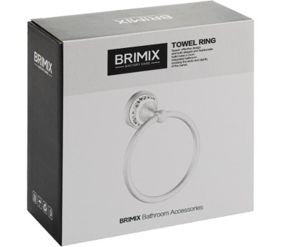 Аксессуары для ванной комнаты и туалета BRIMIX 94147 Держатель полотенца кольцо, цвет БРОНЗА, с керамической вставкой с орнаментом