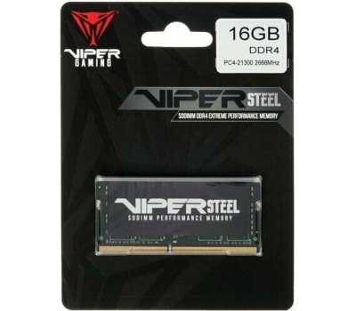 Оперативная память PATRIOT Память DDR4 16GB 2666MHz PVS416G266C8S Viper Steel RTL PC4-21300 CL18 260-pin 1.2В single rank Ret