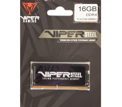 Оперативная память PATRIOT Память DDR4 16GB 2666MHz PVS416G266C8S Viper Steel RTL PC4-21300 CL18 260-pin 1.2В single rank Ret