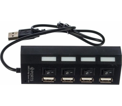 Gembird Концентратор USB 2.0 UHB-243-AD с подсветкой и выключателем, 4 порта, блистер (UHB-243-AD)