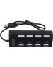 Gembird Концентратор USB 2.0 UHB-243-AD с подсветкой и выключателем, 4 порта, блистер (UHB-243-AD)