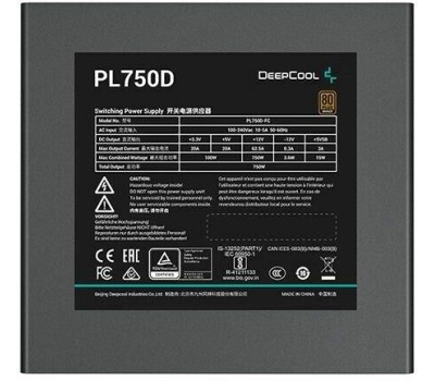 Блок питания DEEPCOOL Блок питания PL750D, 750Вт, 80 PLUS BRONZE, 120мм, черный, retail [r-pl750d-fc0b-wdeu-v2]