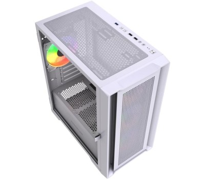 Powercase Alisio Micro X4W V2 LE, Tempered Glass, 4х 120mm ARGB PWM fans, белый, mATX [без встроенного хаба] (CAMCXW-A4-LE)