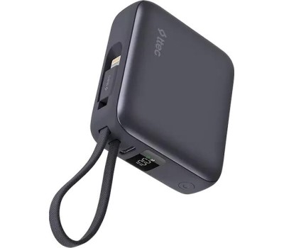 TTEC Внешний аккумулятор ReCharger Mini LCD 10000mAh USB-C PD 20W Powerbank с кабелем USB-C&Lightning. Цвет: серый