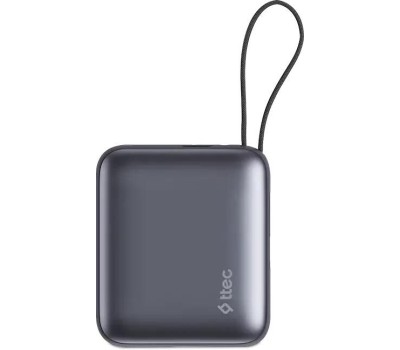 TTEC Внешний аккумулятор ReCharger Mini LCD 10000mAh USB-C PD 20W Powerbank с кабелем USB-C&Lightning. Цвет: серый