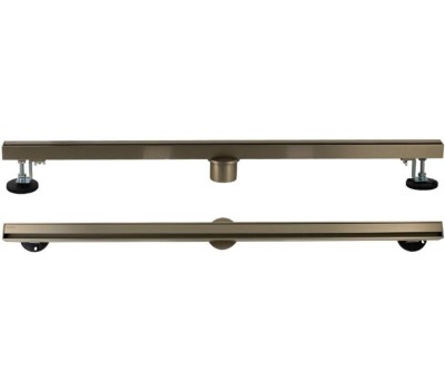 САНАКС - Трап 800х32 мм, нержавеющая сталь, линейный, вертикальный, щелевой, с сухим затвором, двухсторонняя решетка , цвет МАТОВОЕ ЗОЛОТО. 40064