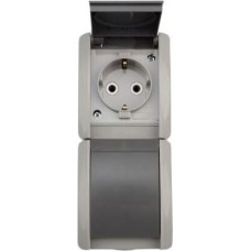 KRANZ (KR-78-0615) БЛОК ВЕРТИКАЛЬНЫЙ 2 РОЗЕТКИ INDUSTRIAL IP54 С ЗАЗЕМЛЕНИЕМ, О/У, СЕРЫЙ