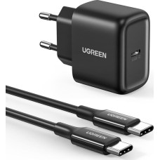 UGREEN Сетевое зарядное устройство с кабелем CD250 (50581) USB-C 25W PD Charger + C-C 2M Cable EU. Цвет: черный