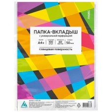 БЮРОКРАТ Папка-вкладыш глянцевые, A4+, 50мкм, 100шт [013gflux]