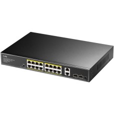 Коммутатор CUDY Коммутатор 16-Port Gigabit PoE+ Switch with 2 Uplink Gigabit Ports and 2 Gigabit SFP Slots 200W 16-10/100/1000 BASE-T Gigabit ports, 2-Port 10/100/1000 BASE-T Gigabit Uplink ports, 2-1000 BASE-X SFP Slot, 16-port IEEE 802.3at PoE+ Injector