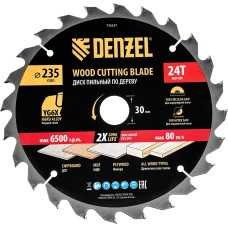 DENZEL Пильный диск по дереву ф235 х 30 мм, 24 зубьев 733537