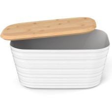 Хлебница Ambient APR001PSWT Хлебница Prime молочно-белая с бамбуковой крышкой