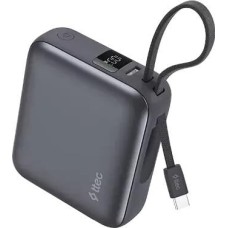TTEC Внешний аккумулятор ReCharger Mini LCD 10000mAh USB-C PD 35W Powerbank со встроенным кабелем USB-C. Цвет: серый