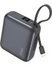 TTEC Внешний аккумулятор ReCharger Mini LCD 10000mAh USB-C PD 35W Powerbank со встроенным кабелем USB-C. Цвет: серый