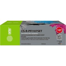 CACTUS Картридж перезаправляемый струйный CS-R-PFI107SET черный/черный матовый/голубой/желтый/пурпурный набор 5шт.упак. для Canon imageProGRAF iPF670/680/685/770/780/785 без чипа