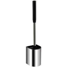 GFmark - Ёрш для унитаза, настенный, из нержавеющей стали, с силиконовой щеткой, с универсальным креплением (самоклеящееся/дюбель), цвет ХРОМ. 80171