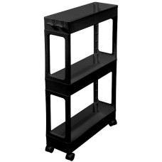 MULTIDOM Этажерка узкая 3-х ярусная на колесах (черный). Размер 39,5х12,9х66,4 см 760 307