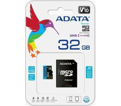 Карта памяти A-DATA 32GB MicroSDHC Premier Class 10 + адаптер (AUSDH32GUICL10A1-RA1)