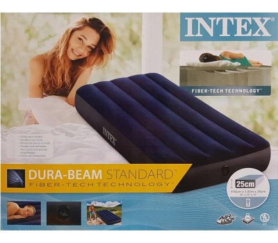 Матрас надувной INTEX Матрас надувной CLASSIC DOWNY AIRBED FIBER-TECH 76x191x25 см (в коробке) Арт. 64756