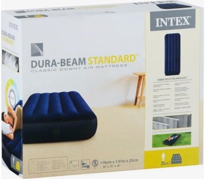 Матрас надувной INTEX Матрас надувной CLASSIC DOWNY AIRBED FIBER-TECH 76x191x25 см (в коробке) Арт. 64756