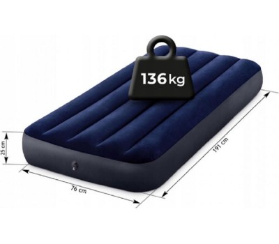 Матрас надувной INTEX Матрас надувной CLASSIC DOWNY AIRBED FIBER-TECH 76x191x25 см (в коробке) Арт. 64756