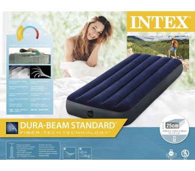 Матрас надувной INTEX Матрас надувной CLASSIC DOWNY AIRBED FIBER-TECH 76x191x25 см (в коробке) Арт. 64756