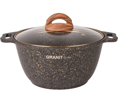Кастрюля KUKMARA кго42а а/пр литая 4,0л стекл/кр Granit ultra original