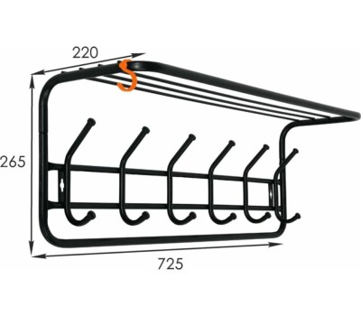 Вешалка настенная ЗМИ с полкой 80 Черная ВСП 7