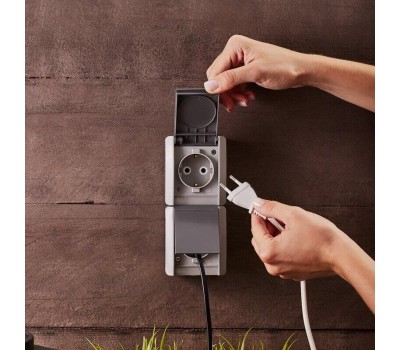 KRANZ (KR-78-0615) БЛОК ВЕРТИКАЛЬНЫЙ 2 РОЗЕТКИ INDUSTRIAL IP54 С ЗАЗЕМЛЕНИЕМ, О/У, СЕРЫЙ