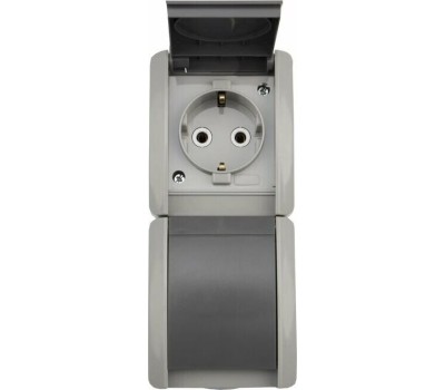 KRANZ (KR-78-0615) БЛОК ВЕРТИКАЛЬНЫЙ 2 РОЗЕТКИ INDUSTRIAL IP54 С ЗАЗЕМЛЕНИЕМ, О/У, СЕРЫЙ