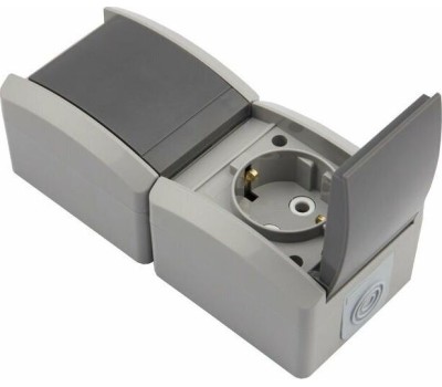 KRANZ (KR-78-0615) БЛОК ВЕРТИКАЛЬНЫЙ 2 РОЗЕТКИ INDUSTRIAL IP54 С ЗАЗЕМЛЕНИЕМ, О/У, СЕРЫЙ