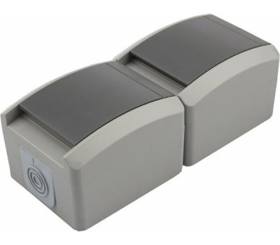 KRANZ (KR-78-0615) БЛОК ВЕРТИКАЛЬНЫЙ 2 РОЗЕТКИ INDUSTRIAL IP54 С ЗАЗЕМЛЕНИЕМ, О/У, СЕРЫЙ
