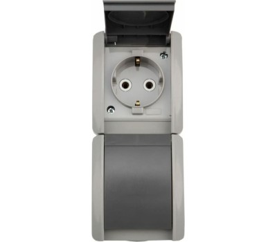 KRANZ (KR-78-0615) БЛОК ВЕРТИКАЛЬНЫЙ 2 РОЗЕТКИ INDUSTRIAL IP54 С ЗАЗЕМЛЕНИЕМ, О/У, СЕРЫЙ