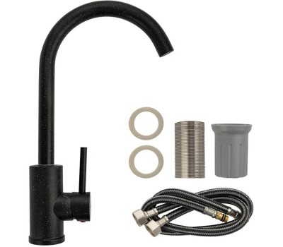 Смесители САНАКС 13091 Смеситель для кухни, шаровый, С - образный излив, цвет ЧЕРНЫЙ КАМЕНЬ