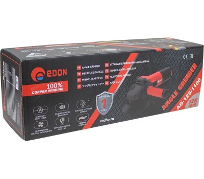 Машина шлифовальная угловая EDON AG-125/1100 черный/красный 28424 1100Вт, 125мм