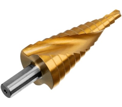 Сверло MATRIX Сверло ступенчатое, 6-8-10-12-14-16-18-20-22-24-26-28-30 мм, HSS, спиральный профиль, трехгранный хвостовик 72357