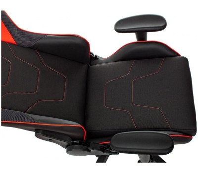 Кресло компьютерное игровое ZOMBIE Кресло игровое Thunder 1, ткань/экокожа, до 120кг, регулируемые 2D подлокотники, красный