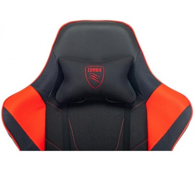 Кресло компьютерное игровое ZOMBIE Кресло игровое Thunder 1, ткань/экокожа, до 120кг, регулируемые 2D подлокотники, красный