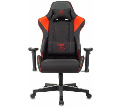 Кресло компьютерное игровое ZOMBIE Кресло игровое Thunder 1, ткань/экокожа, до 120кг, регулируемые 2D подлокотники, красный